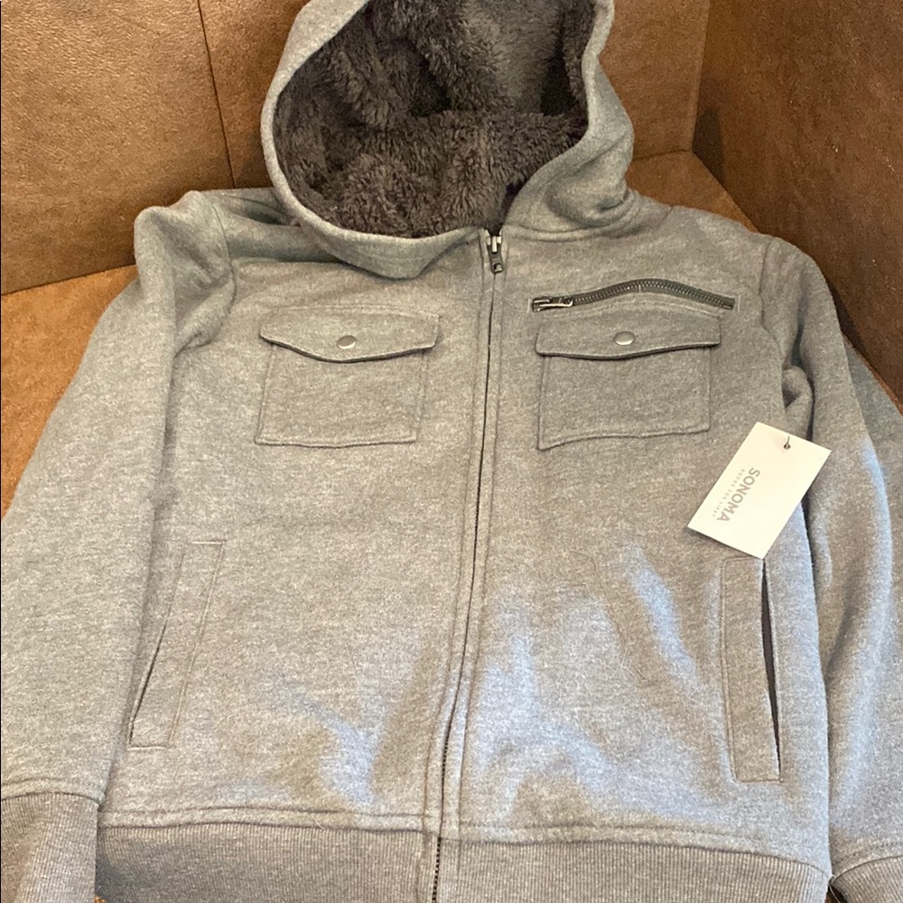 Sonoma Gray Hooded Jacket lined with black fur